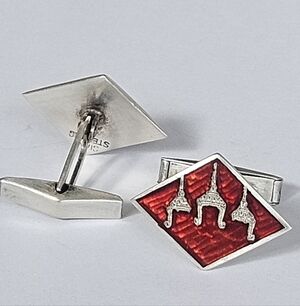 Vintage Siam Sterling Silver Red Enamel Cufflinks – Temple Dancer Design – 0.9”